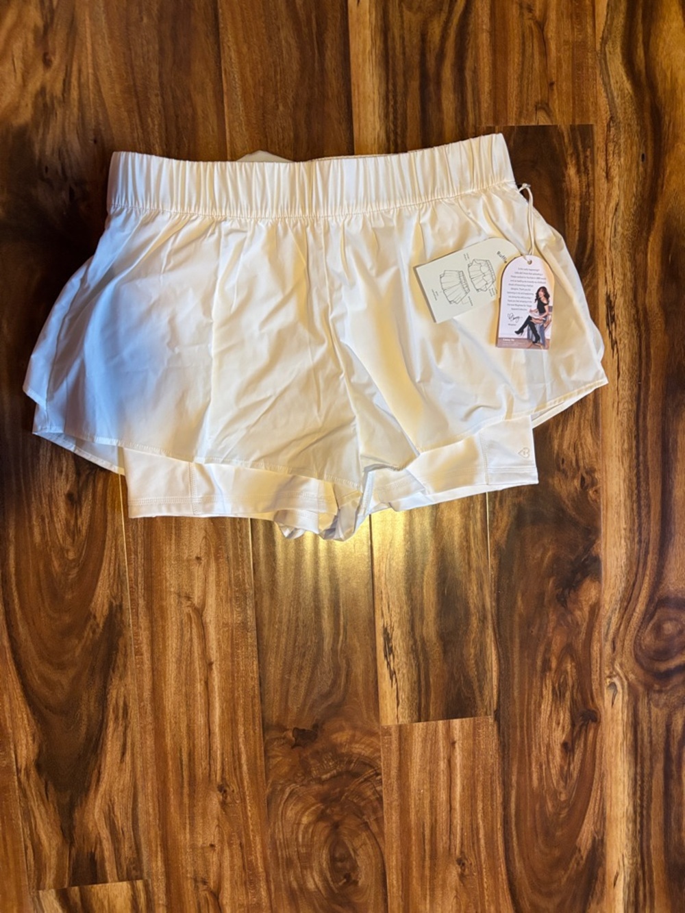 Women’s White Athletic Layered Running Shorts